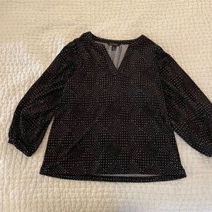 Banana Republic blouse black with white polka dots long sleeves